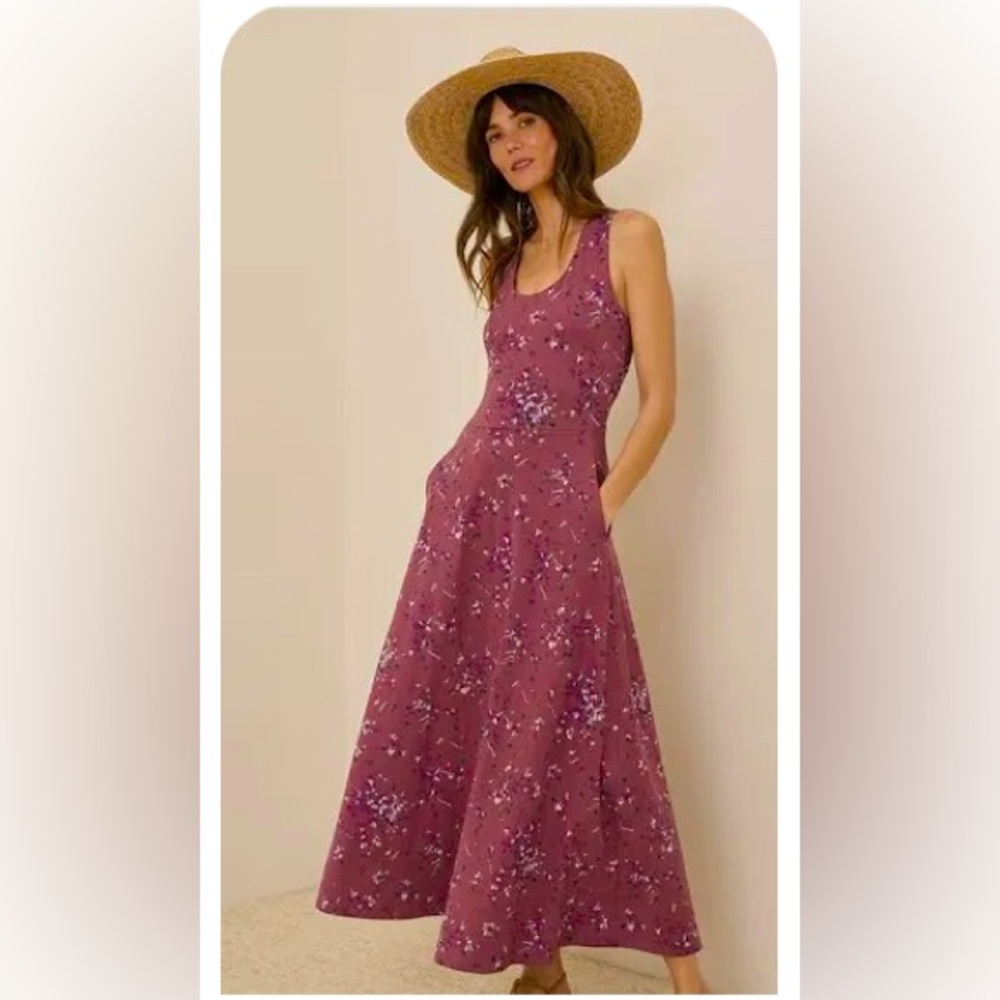 NWT Pact fit and flare open back maxi dress